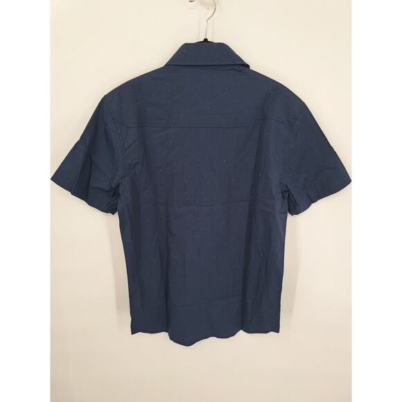 Spyder Men's Short-Sleeve Button Up Blue Space Dye Shirt Size S - Picture 2 of 7